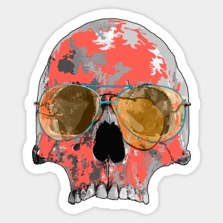 Tomato red skull with aviator sunglasses Sticker